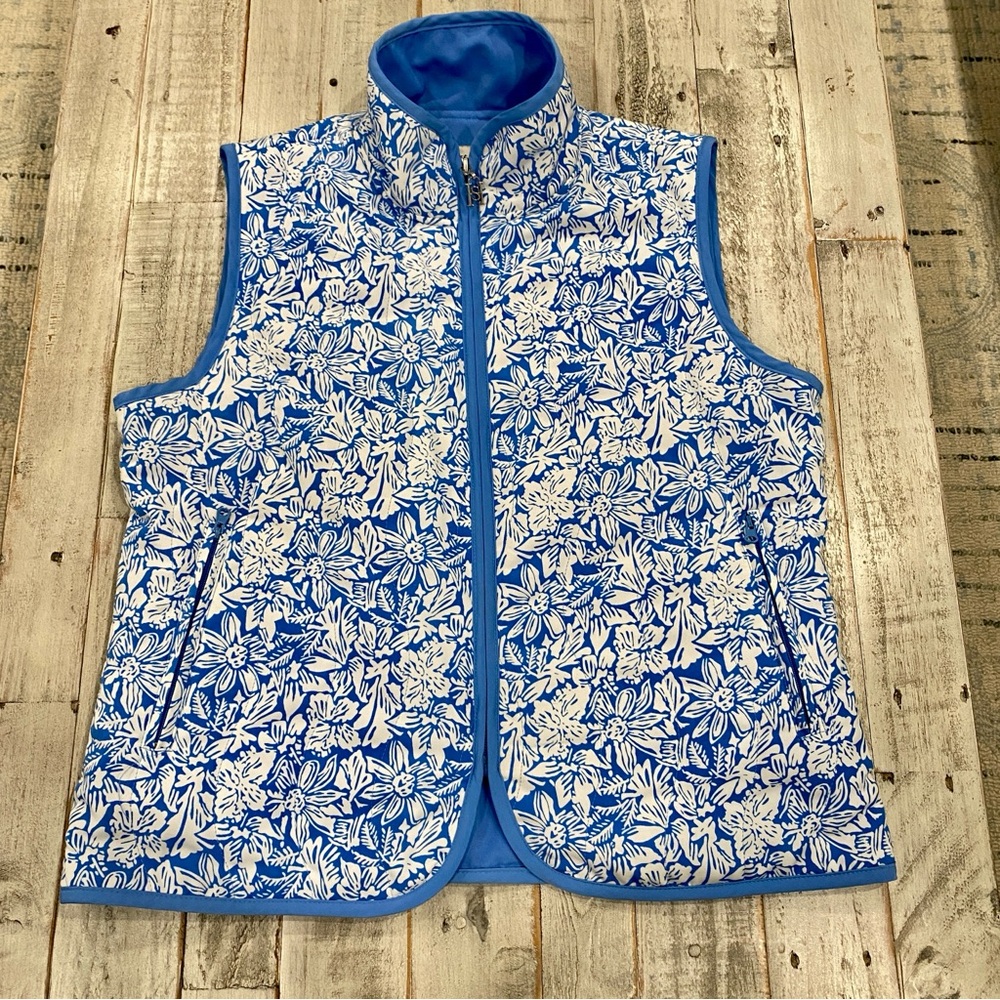 Sport Haley Vibrant Blue Vest floral vintage size medium golf pickleball tennis